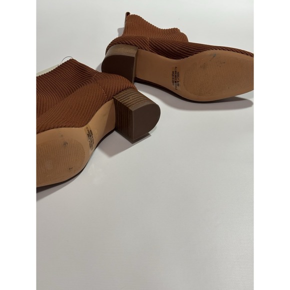 Joie Ribbed Knit Stretchy Neely Block Heel Sock Ankle Boots Toffee Sz 6.5 - Picture 7 of 9